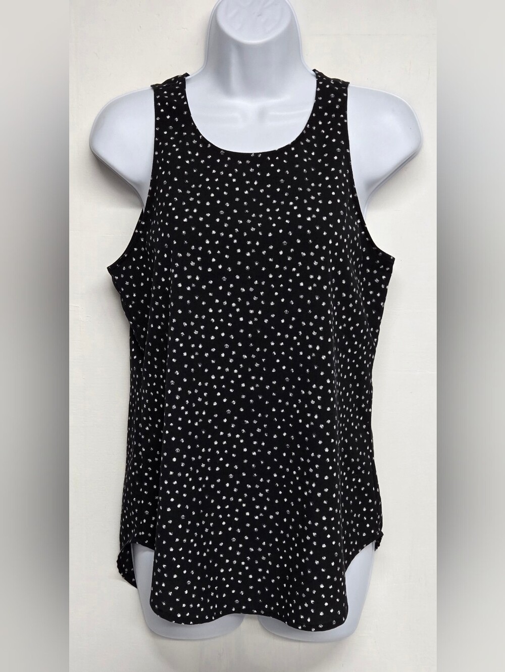 Van Heusen XS Black White Polka Dot Style Top Sleeveless Polyester